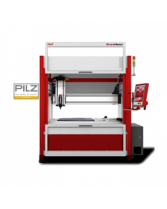 CNC Fräsmaschine OverHead Gantry M30 mit geöffneter Tür.
Abbildung mit zusätzlichen Optionen